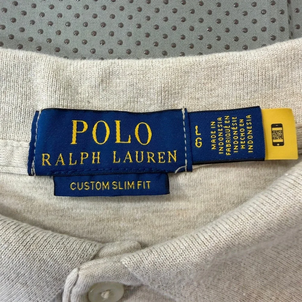 Polo Ralph Lauren Men L Oatmeal Heather Custom Slim Fit Polo Multicolor Pony